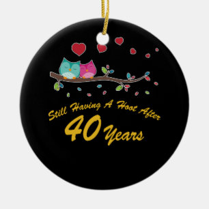 Décoration En Céramique 40e anniversaire Mariage Cadeaux hibou couple