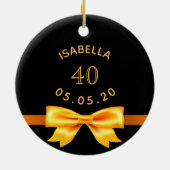 Décoration En Céramique 40e anniversaire noir or nom élégant arc (Dos)