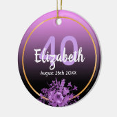 Décoration En Céramique 40e anniversaire nom fleuri violet (Gauche)