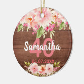 Décoration En Céramique 40e anniversaire rose floral rustique brun nom (Gauche)