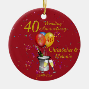 Décoration En Céramique 40e Wedding Anniversary Celebration Bubbly