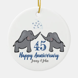 Décoration En Céramique 45e anniversaire de l'éléphant saphir