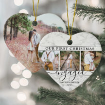 4 Photo Premier Noël Fiancés Faux Marbre Coeur