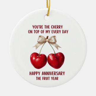 Décoration En Céramique 4th Anniversary Card, Fruit Anniversary Ornament