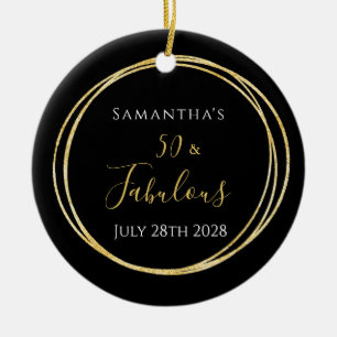 Décoration En Céramique 50e anniversaire Black Gold 50 et Fabulous