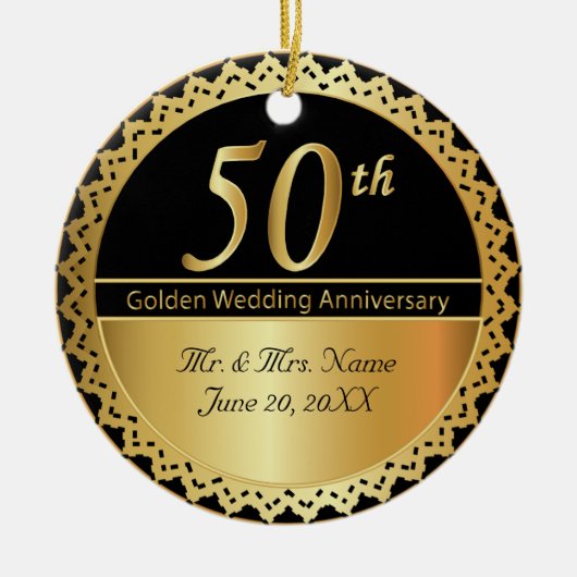 Décoration En Céramique 50e anniversaire de Mariage d'or (Devant)