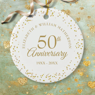 Décoration En Céramique 50e anniversaire de Mariage Gold Dust Confetti