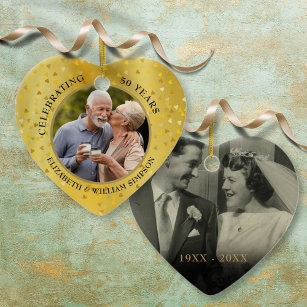 Décoration En Céramique 50e anniversaire du Mariage 2 Photo Coeurs d'or