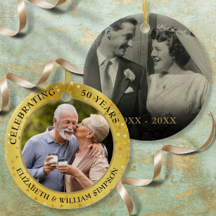 Décoration En Céramique 50e anniversaire du Mariage Coeurs d'or 2 Photo