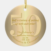 Décoration En Céramique 50e anniversaire du Mariage Or (Devant)