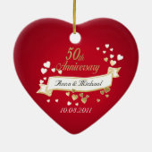 Décoration En Céramique 50e anniversaire Heart Photo Keepsaké (Dos)