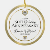 Décoration En Céramique 50e anniversaire Mariage Blanc et or (Devant)