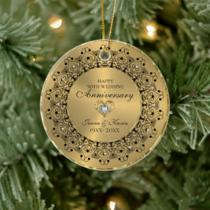 Décoration En Céramique 50ème anniversaire du Mariage BlackMandala sur l'o