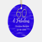 Décoration En Céramique 60 & fabuleux anniversaire bleu argent ajouter nom (Droite)