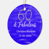 Décoration En Céramique 60 & fabuleux anniversaire bleu argent ajouter nom (Gauche)
