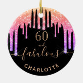 Décoration En Céramique 60 Fabulous birthday black rainbow glitter sparkle (Dos)