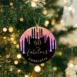 Décoration En Céramique 60 Fabulous birthday black rainbow glitter sparkle