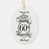 Décoration En Céramique 60e anniversaire de Mariage de diamant Fleurs (Dos)