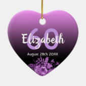 Décoration En Céramique 60e anniversaire violet noir nom floral (Dos)