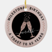 Décoration En Céramique 65e Anniversaire Parties scintillant Bleue Champag (Dos)