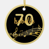 70e anniversaire noir or musique notes nom