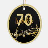 Décoration En Céramique 70e anniversaire noir or musique notes nom (Gauche)