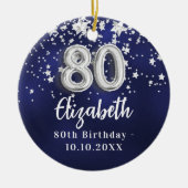 Décoration En Céramique 80e anniversaire marine bleu argent étoiles (Devant)