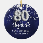 Décoration En Céramique 80e anniversaire marine bleu argent étoiles (Dos)