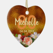 Décoration En Céramique 80e anniversaire or fleuri nom date (Droite)