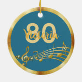 Décoration En Céramique 80e anniversaire turquoise bleu vert or notes (Dos)