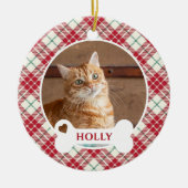 Décoration En Céramique À damiers rouge Tartan Tatan Custom Chat (Devant)