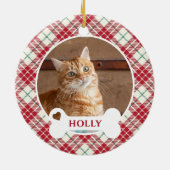 Décoration En Céramique À damiers rouge Tartan Tatan Custom Chat (Dos)