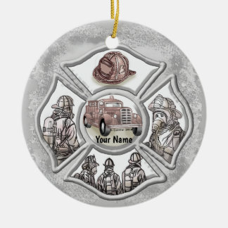Décoration En Céramique A Firefighter Maltese Cross custom name Ornament