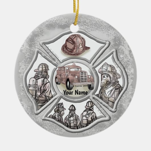 Décoration En Céramique A Firefighter Maltese Cross custom name Ornament (Devant)