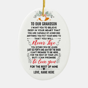 Décoration En Céramique À notre petit-fils de grands-parents avec nom pers