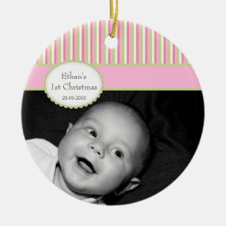 Décoration En Céramique Ă?re photo de Noël de chaux du bébé rose de rayure