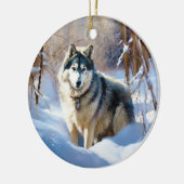 Décoration En Céramique Aaskan Malamute Laisser Il Neige Noël (Gauche)