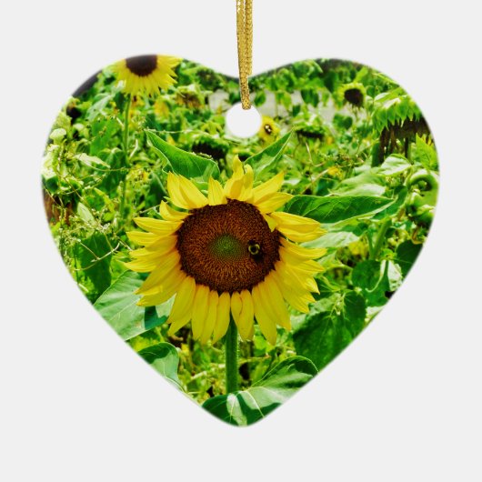 Décoration En Céramique Abeille sur tournesol jaune (Devant)