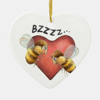 Décoration En Céramique Abeilles adorables et forme de coeur