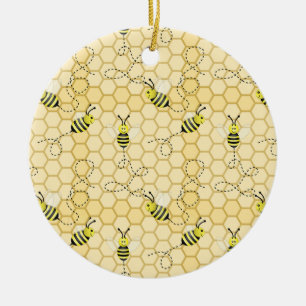 DÉCORATION EN CÉRAMIQUE ABEILLES + HONEYCOMB