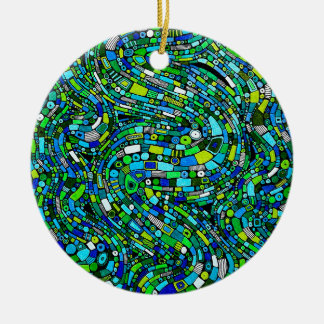Décoration En Céramique Abstract Design Blue Green Waves Shapes