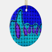 Décoration En Céramique Abstrait bleu français avec texture tissée (Droite)