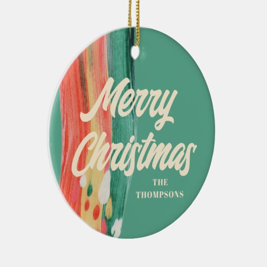 Décoration En Céramique Abstrait moderne Joyeux Noël Nom personnalisé (Droite)