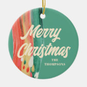 Décoration En Céramique Abstrait moderne Joyeux Noël Nom personnalisé (Devant)