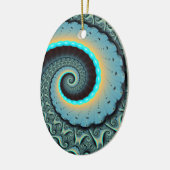 Décoration En Céramique Abstraite spirale d'art fractal bleu turquoise ora (Gauche)