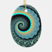 Décoration En Céramique Abstraite spirale d'art fractal bleu turquoise ora (Dos)