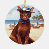 Décoration En Céramique Abyssinian cat on Beach, cadeau d'été pour amoureu (Devant)