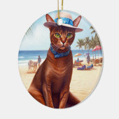 Décoration En Céramique Abyssinian cat on Beach, cadeau d'été pour amoureu (Gauche)