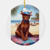 Décoration En Céramique Abyssinian cat on Beach, cadeau d'été pour amoureu (Dos)