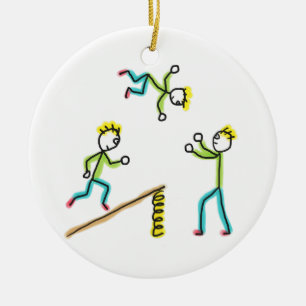 Décoration En Céramique Acrobates Stickmen du Cirque